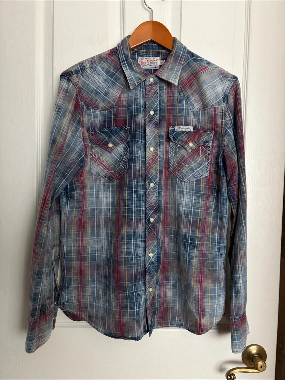 True Religion - Vintage-Inspired Blue Plaid Western Shirt